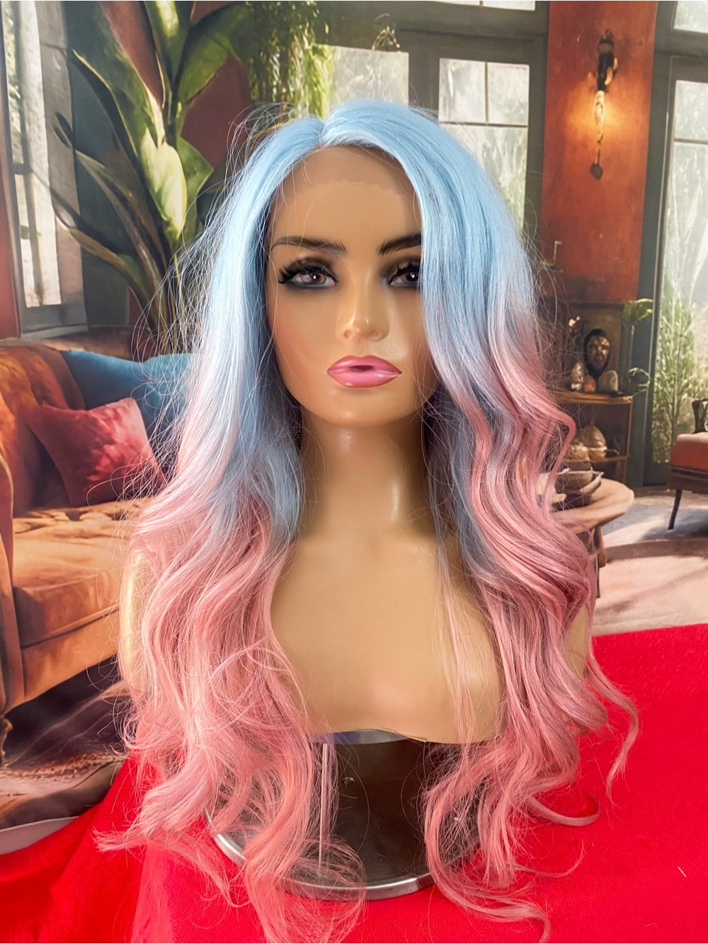 Lace front- Blue to Pink cotton candy mermaid wig